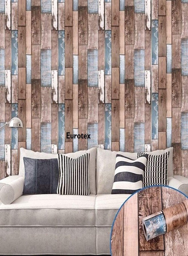Eurotex Textured Vinyl PVC Coated 3D Wood Brick Wallpaper for Wall/Home Decoration (57sqft/Per roll)-L373802 - Image 2